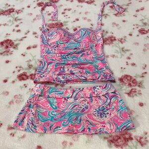 Vera Bradley pink skirt and top Bikini Set wore once